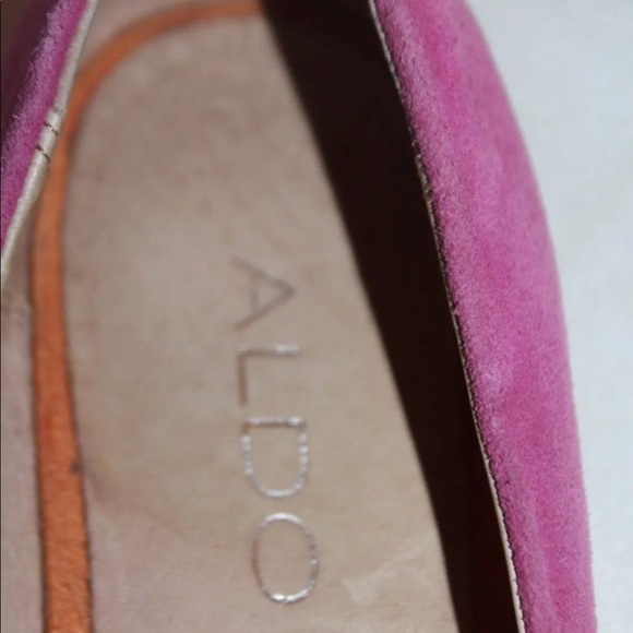 Aldo orange pink suede Cap toe ballet flats - Picture 4 of 8